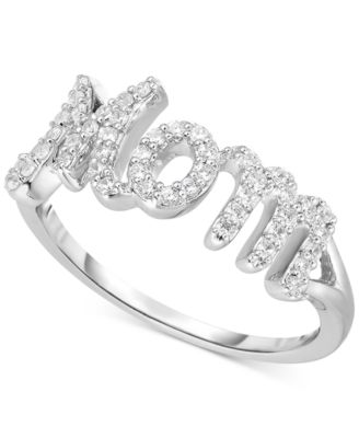 Macy's - Diamond "Mom" Ring (1/4 ct. t.w.) in Sterling Silver