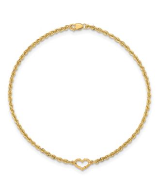 Macy's - Open Heart Rope Anklet in 14k Yellow Gold