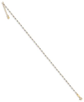 Macy's - Circle Chain and Reflective Bead Anklet in 14k Yellow and White Gold