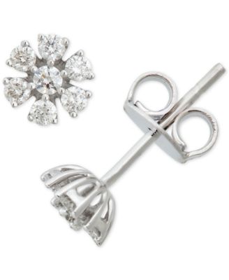 Macy's - Diamond Floral Starburst Stud Earrings (1/3 ct. t.w.) in 14k White Gold