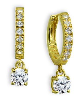 Giani Bernini - Cubic Zirconia Dangle Drop Huggie Hoop Earring in 18k Gold Plated Sterling Silver