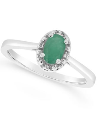Macy's - Emerald (3/8 ct. t.w.) and Diamond Accent Ring in Sterling Silver