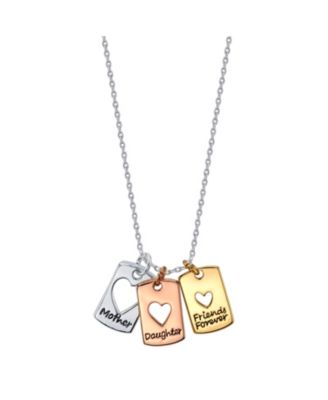 Unwritten - Tri-Tone "Mother Daughter Friends Forever" Heart Pendant Necklace