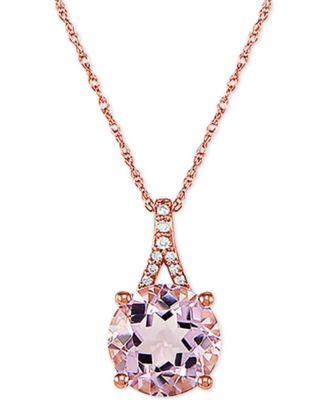 Macy's - Pink Amethyst (2-1/2 ct. t.w.) and Diamond Accent 18" Pendant Necklace in 14k Rose Gold