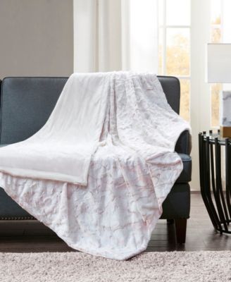 Madison Park - Sachi Oversized 60" x 70" Printed Faux-Fur Throw