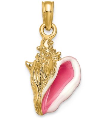 Macy's - Conch Shell Charm Pendant in 14k Yellow Gold & Enamel