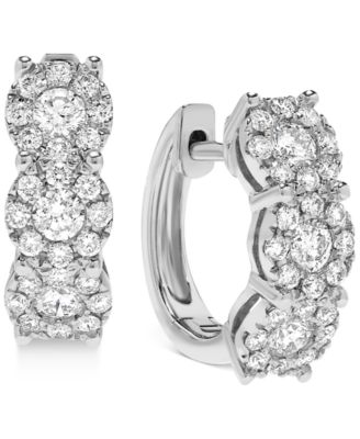 Macy's - Diamond Halo Small Hoop Earrings (1 ct. t.w.), 0.625"