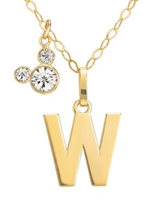 Disney - Mickey Mouse Initial 18" Pendant Necklace with Cubic Zirconia in 14k Yellow Gold
