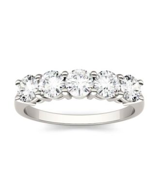Charles & Colvard - Moissanite Five Stone Band 1-1/6 ct. t.w. Diamond Equivalent in 14k White Gold