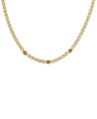 Macy's - Citrine (1-1/5 ct. t.w.) & White Topaz (1/20 ct. t.w.) Panther Link 17" Statement Necklace in 14k Gold-Plated Sterling Silver