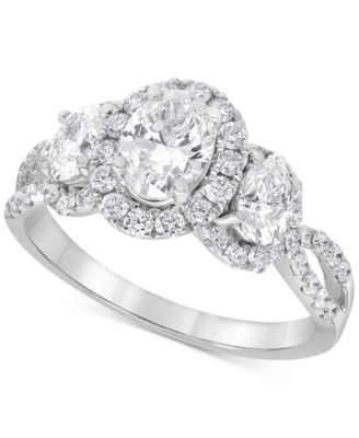Macy's - Diamond Oval Halo Ring (2 ct. t.w.) in 14k White Gold