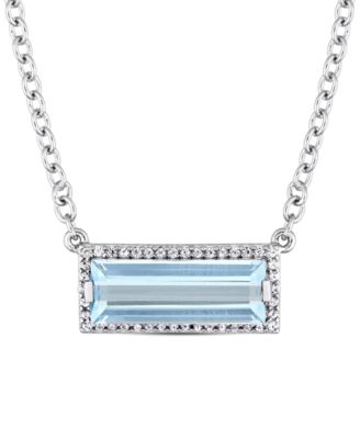 Macy's - Amethyst (2-1/5 ct. t.w.) & White Sapphire (1/6 ct. t.w.) Rectangle Halo 18" Pendant Necklace in Sterling Silver (Also in Blue Topaz)