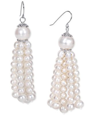 Macy's - Cultured Freshwater Baroque Pearl (4-1/2 - 11mm) Tassel Drop Earrings in Sterling Silver