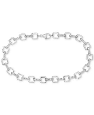 Macy's - Diamond Square Link Bracelet (1/6 ct. t.w.) in Sterling Silver