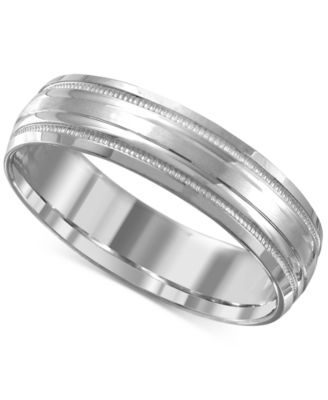 Macy's - High-Polished Etched Wedding Band in 14k White Gold