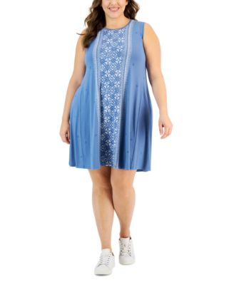 Style & Co - Plus Size Printed Sleeveless Flip-Flop Dress