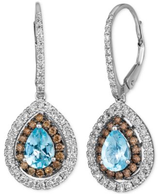 Le Vian - Sea Blue Aquamarine (1 ct. t.w.) & Diamond (1 ct. t.w.) Drop Earrings in 14k White Gold