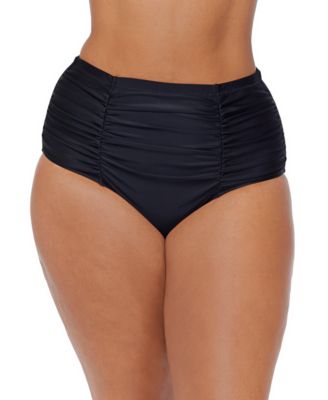 Raisins Curve - Plus Size Solid Ruched Costa Swim Bottoms