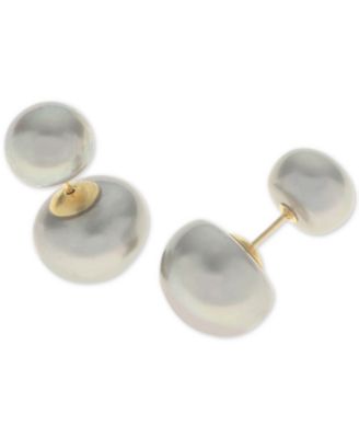 Macy's - Freshwater Pearl (8mm -12mm) Front and Back Earrings in 14k Gold