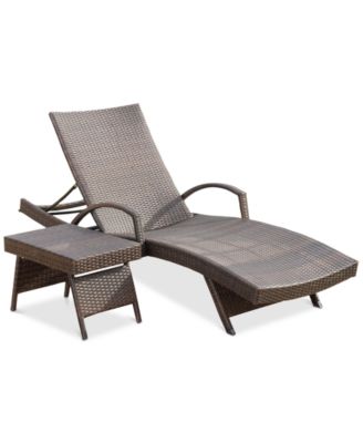Noble House - Hayden Outdoor Chaise Lounge and Table Set, Quick Ship