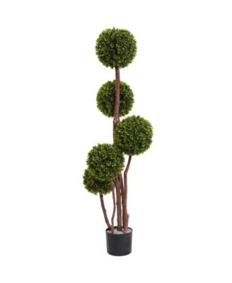 Nearly Natural - 4' Boxwood UV-Resistant Indoor/Outdoor Topiary Tree