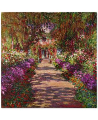 Trademark Global - Claude Monet 'A Pathway in Monet's Garden' 35" x 35" Canvas Wall Art