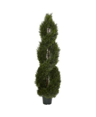 Nearly Natural - 5’ Indoor/Outdoor UV-Resistant Artificial Pond Cypress Spiral Topiary