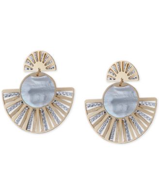 Macy's - Mother-of-Pearl Two-Tone Fan Drop Earrings in Sterling Silver & 14k Gold-Plate