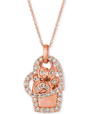 Le Vian - Nude Diamond Dog Paw Heart 20" Pendant Necklace (7/8 ct. t.w.) in 14k Rose Gold