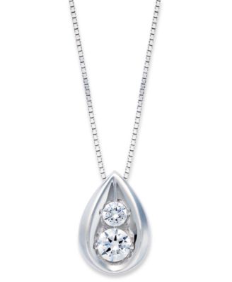 Macy's - Diamond Teardrop Pendant Necklace in 14k Gold (1/4 ct. t.w.)