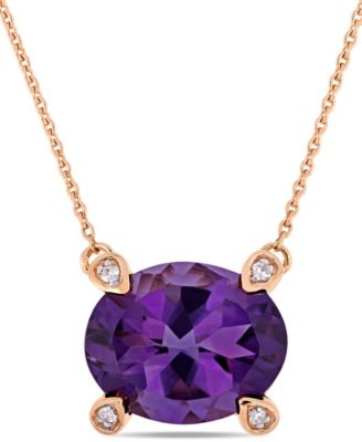 Macy's - Amethyst (2-3/8 ct.t.w.) and Diamond Accent 17" Necklace in 10k Rose Gold