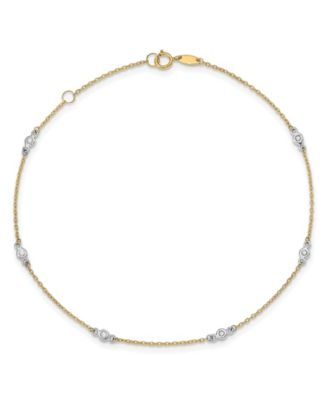 Macy's - Cubic Zirconia Anklet in 14k Yellow and White Gold