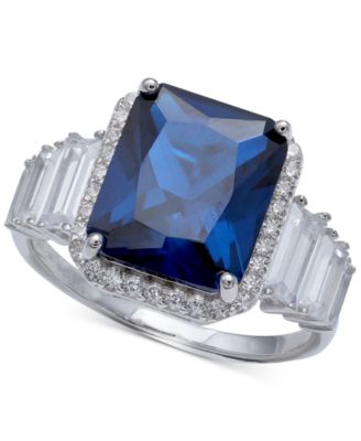 Giani Bernini - Cubic Zirconia Blue Statement Ring in Sterling Silver