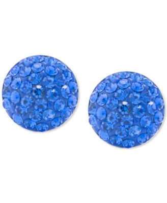 Giani Bernini - Blue Crystal Button Stud Earrings in Sterling Silver