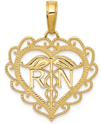 Macy's - Registered Nurse Open Heart Charm Pendant in 14k Gold