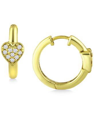 Giani Bernini - Cubic Zirconia Heart Small Hoop Earrings, 0.63"