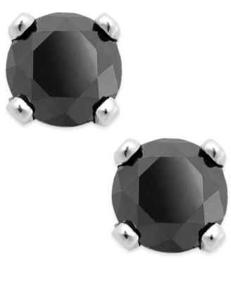 Macy's - Black Diamond Round Stud Earrings in 10k White Gold (1/4 ct. t.w.)