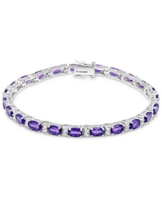 Macy's - Amethyst (10 ct. t.w.) & White Topaz (1-3/4 ct. t.w.) Link Bracelet in Sterling Silver (Also in Blue Topaz, Citrine, Lab-Created Opal, Lab-Created Blue Sapphire, Lab-Created Ruby, & Lab-Created Emeral