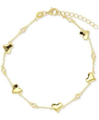 Macy's - Cubic Zirconia Polished Heart Bracelet in Sterling Silver