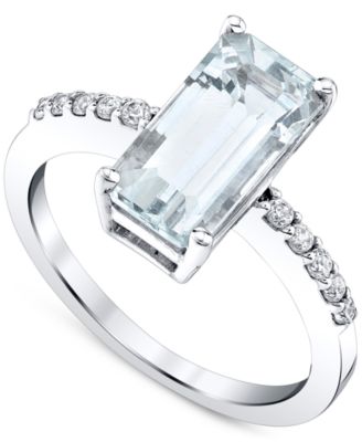 Macy's - Aquamarine (2-5/8 ct. t.w. ) & Diamond (1/10 ct. t.w.) Ring in Sterling Silver