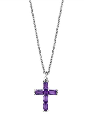 EFFY Collection - Amethyst Cross 18" Pendant Necklace (5 ct. t.w.) in Sterling Silver