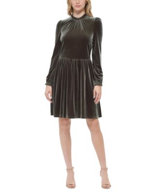Tommy Hilfiger - Women's Velvet Mock-Neck Fit & Flare Dress