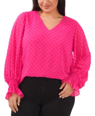 Vince Camuto - Plus Size Clip Dot V-Neck Blouse