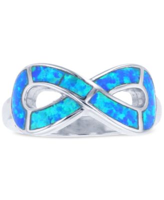 Macy's - Lab-Created Opal Inlay Infinity Ring in Sterling Silver