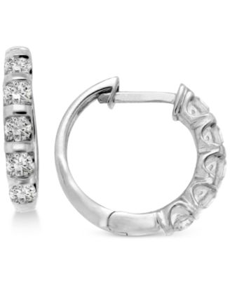 Macy's - Diamond Five-Stone Hoop Earrings (1/2 ct. t.w.) in 14k White or Yellow Gold
