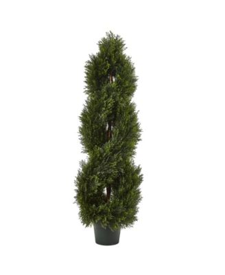 Nearly Natural - 4' Double Pond Cypress UV-Resistant Indoor/Outdoor 1036-Leaf Spiral Topiary