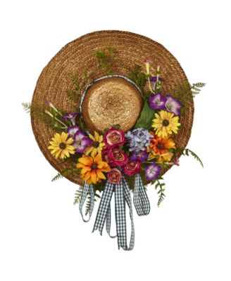 Nearly Natural - Mixed Flower Hat Wreath