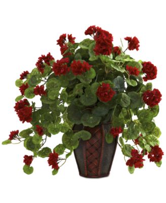 Nearly Natural - Geranium Artificial Plant in Decorative Planter