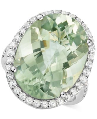 Macy's - Green Quartz and White Topaz Ring in Sterling Silver (15-3/4 ct. t.w.)