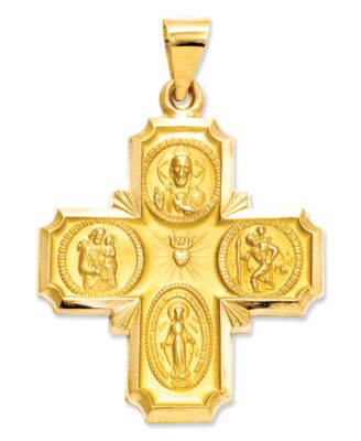 Macy's - 14k Gold Charm, Four-Way Medal